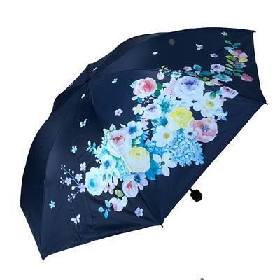 天堂伞防晒防紫外线遮阳33650黑胶两用晴雨伞三折折叠太阳