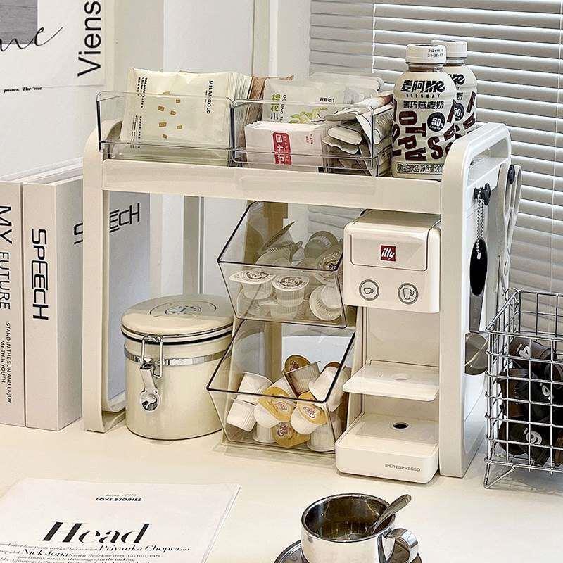咖啡机置物架咖啡机置物架茶包收纳盒胶囊咖啡整理办公桌面茶水间