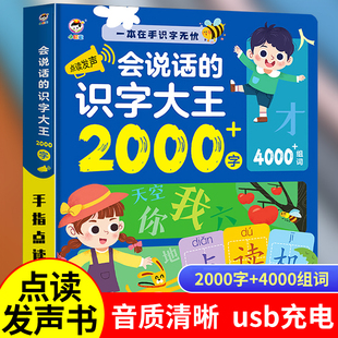 小儒童 会说话的识字大王2000字趣味识字拼音唐诗三百首认知小百科儿童识字有声读物卡片机早教发声书幼儿园认字一年级点读神器