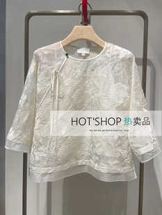 国风刺绣圆领两件套衬衫 商场同款 新中式 新款 EGJEC2340AW 2024夏季