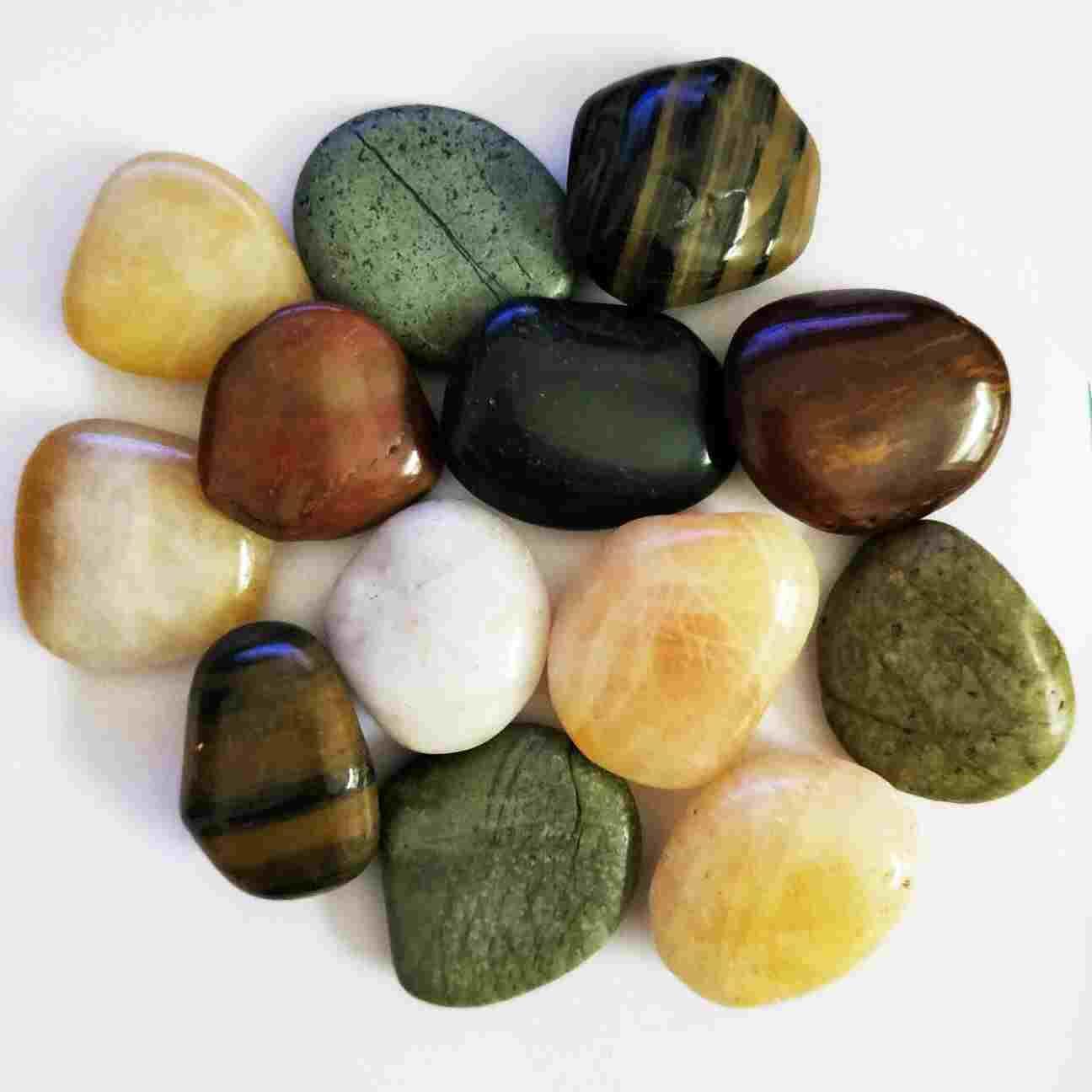 五彩石天然高光鹅卵石石头雨花石鱼缸配石铺地石鹅暖石水养花专用