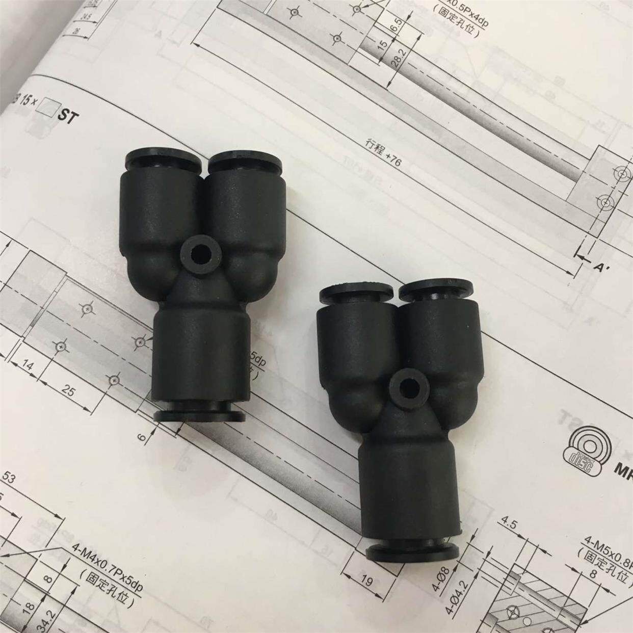 YONGRUI 永瑞气动 RPU Y型变径三通接头 PW6-4 PW8-6