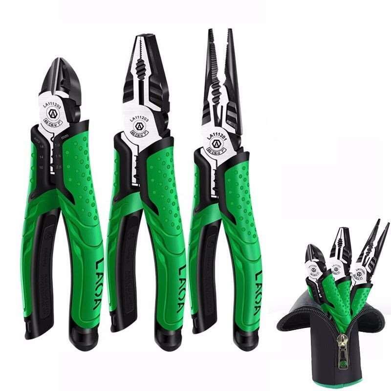 老A 多功能斜嘴钳尖嘴钳钢丝钳7寸工业型压接剥线钳老虎钳虎口钳