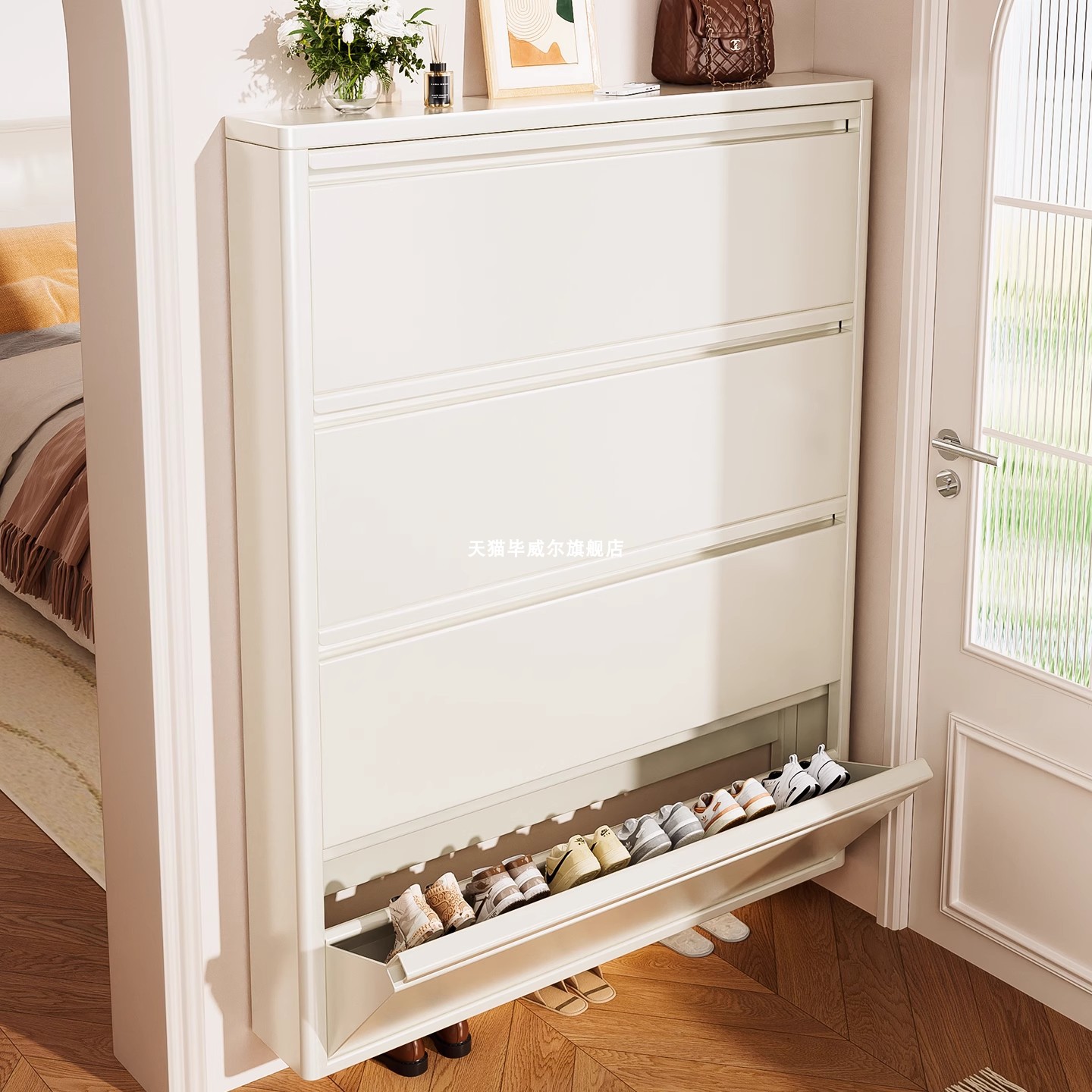 超薄钢制翻斗鞋柜2025新款