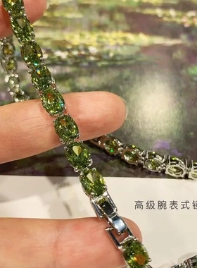 莫奈睡莲/油画色橄榄绿色爆闪项链小众设计感项链