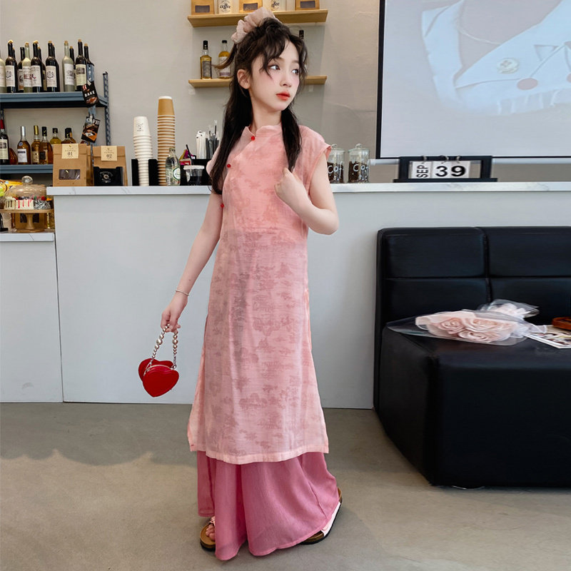 中大童背心套装女潮款童装流行小众夏款夏潮夏新衣服古风经典潮宝
