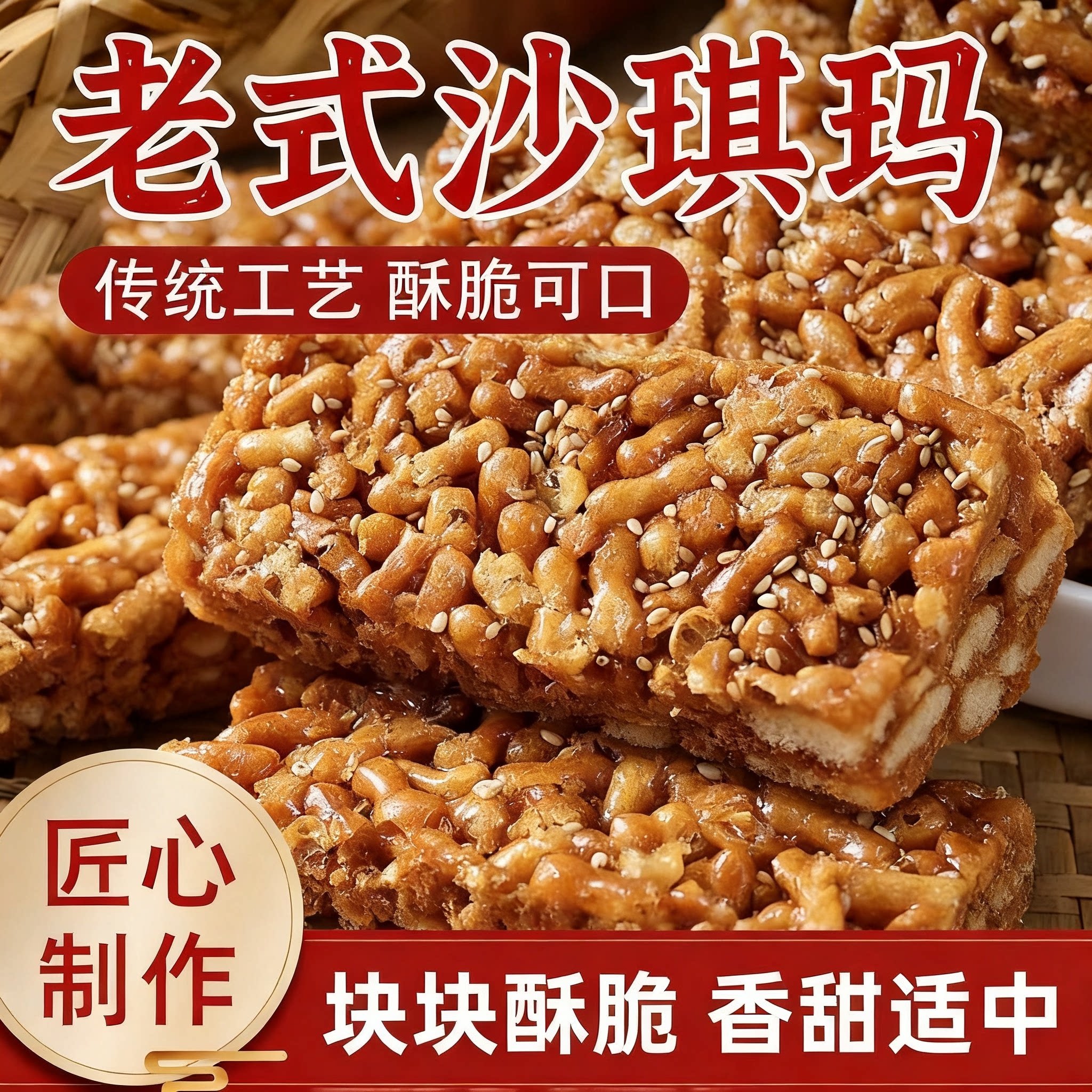 老式硬脆沙琪玛怀旧传统糕点