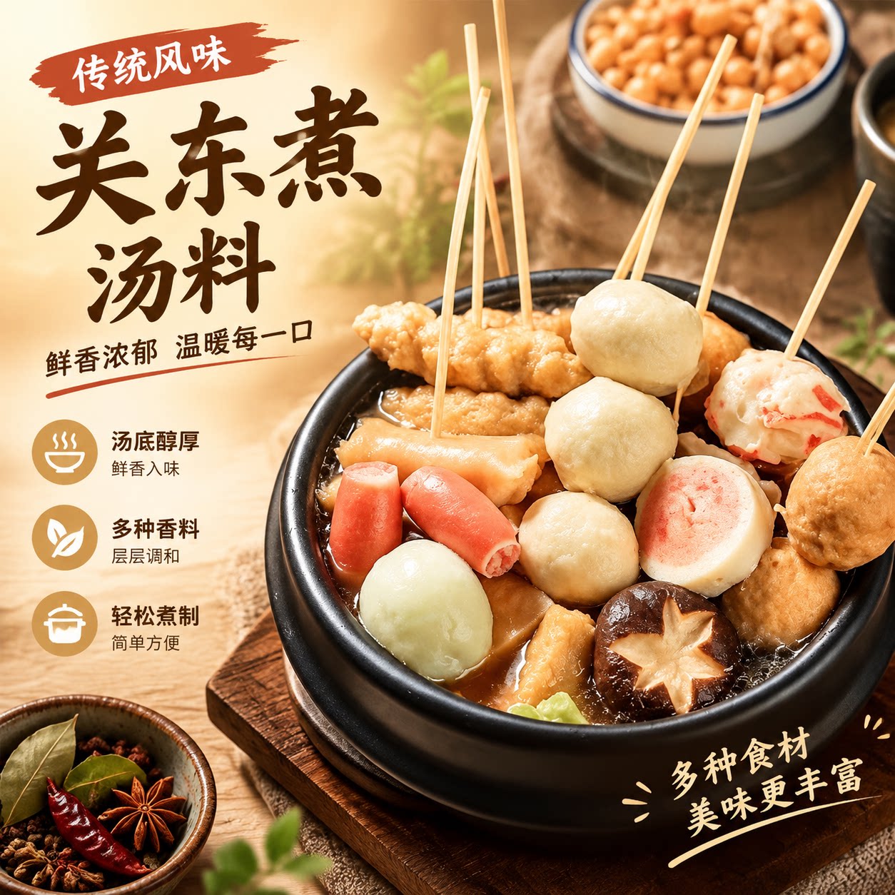 关东煮调味料日式汤底火锅丸子食材串串家用调料新效期便利店同款