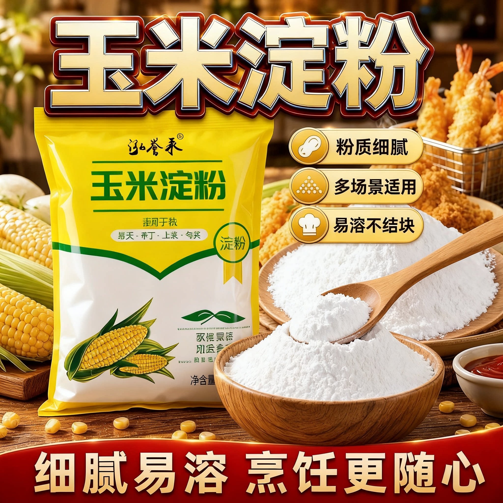 玉米淀粉食用厨房烹饪勾芡烘焙油炸裹粉原料家用袋装雪媚娘生粉