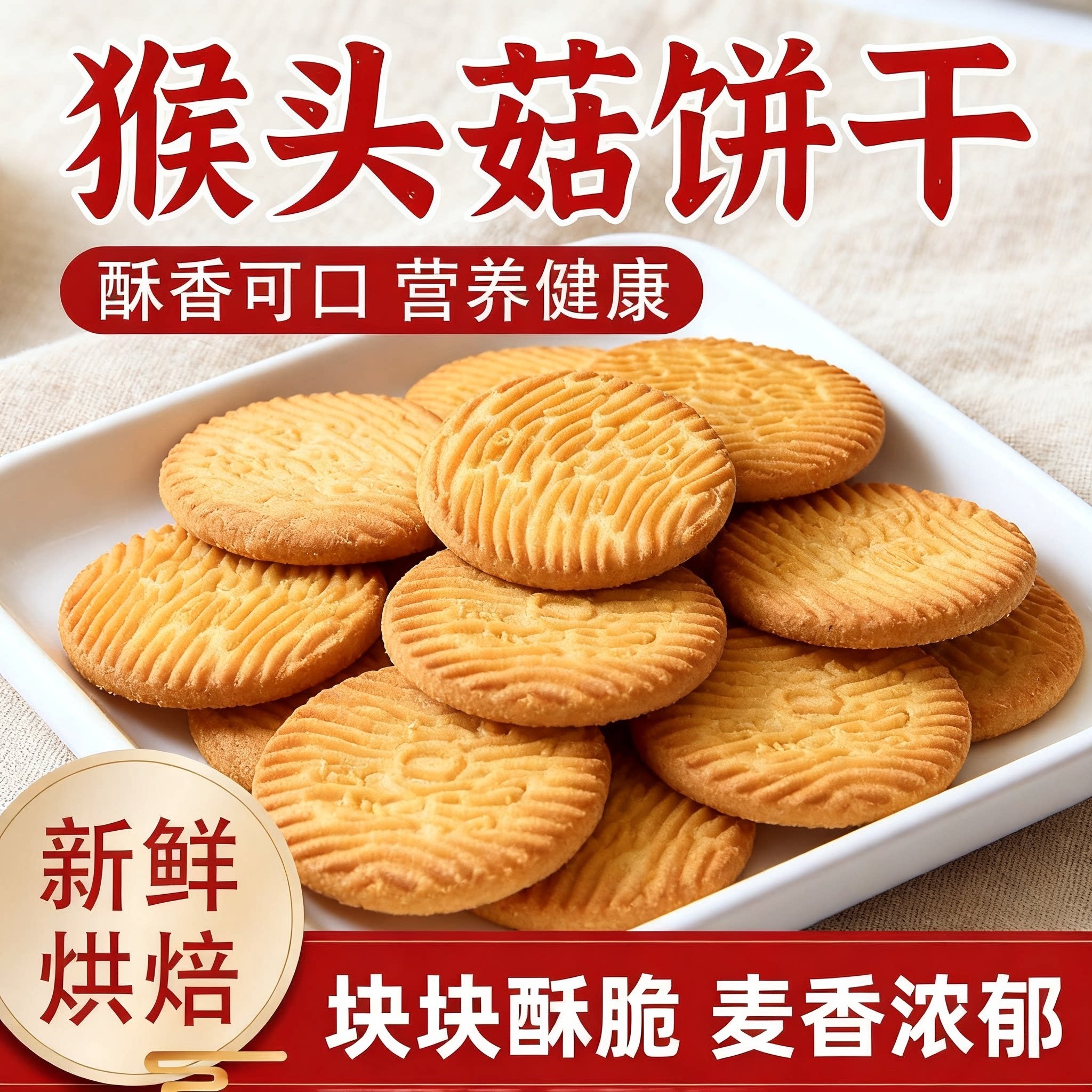 正宗猴头菇饼干麦香酥性下午茶