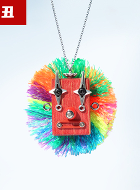 【小丑】蒸汽朋克机器人项链毛线球包挂木质挂坠潮玩挂件项链原创