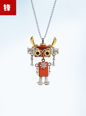 【先锋】木小魔克小人项链朋克机器人项链吊坠钥匙扣原创潮流