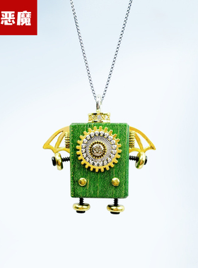 【mini恶魔】木小魔项链 DIY材料包手作包 蒸汽朋克木机器人挂坠