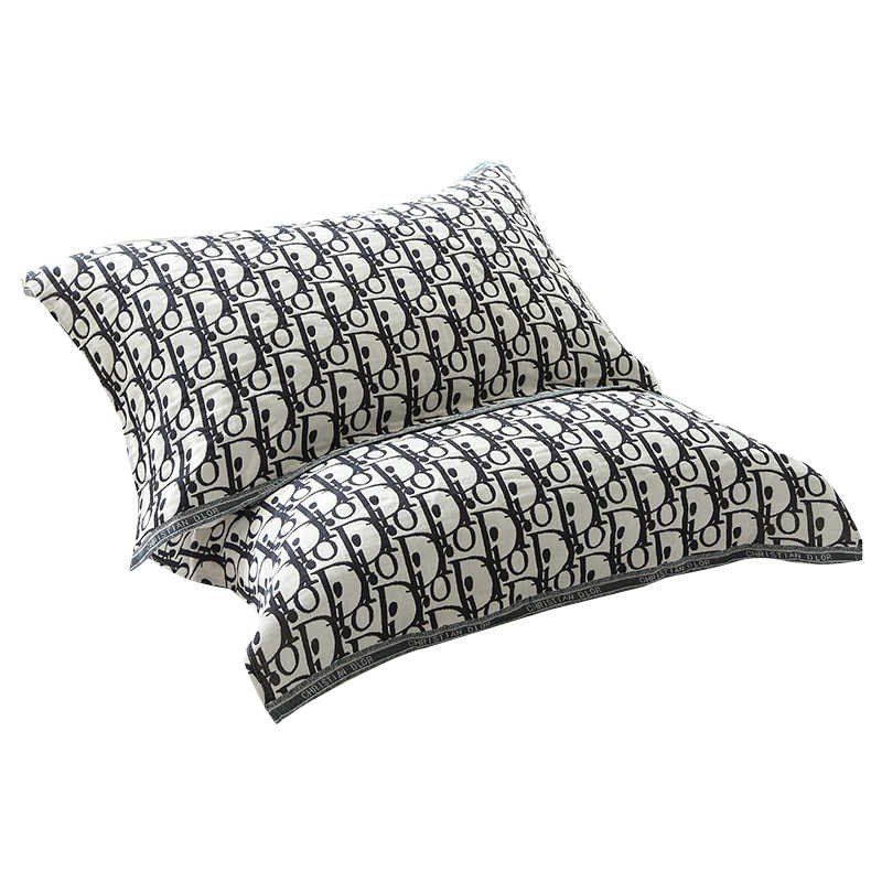 Dio家b风全棉高级四层纱布枕巾一对装 枕头盖巾防滑不脱落