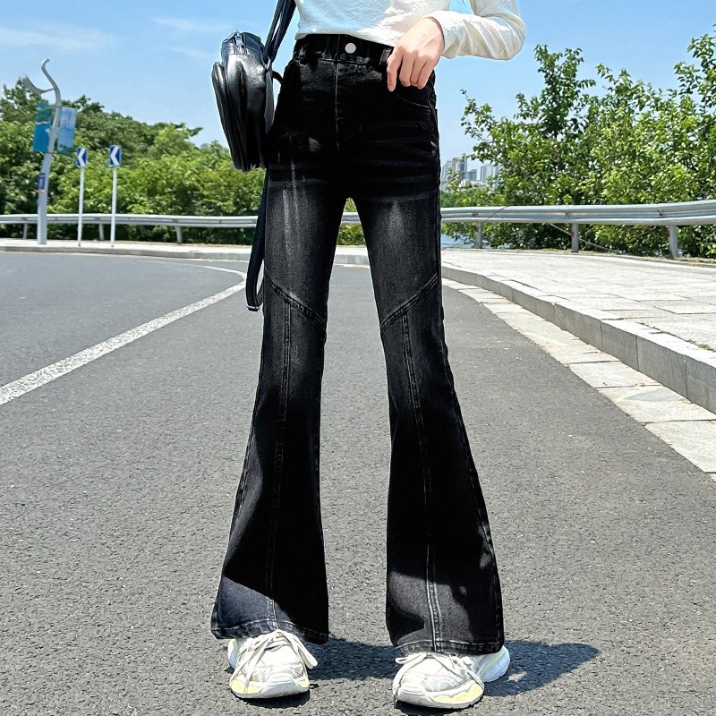 女童微喇a牛仔裤春秋2024x新款洋气儿童秋装女孩马蹄裤大童喇叭裤