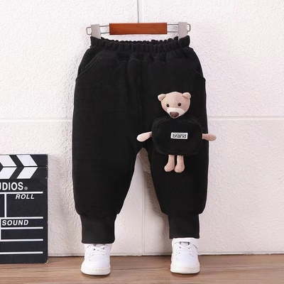 男童棉裤b一条过冬季加绒加厚儿童E女宝宝裤子冬装三层夹棉超厚长