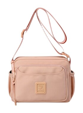 韩版时尚轻便女士优雅妈妈帆布单肩包多层INNS百搭旅游斜挎包纯色