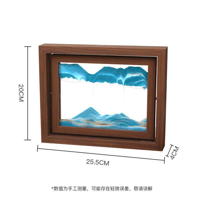新中式家居桌面玻璃装饰品摆件液体沙漏解压流沙画工艺品几何形