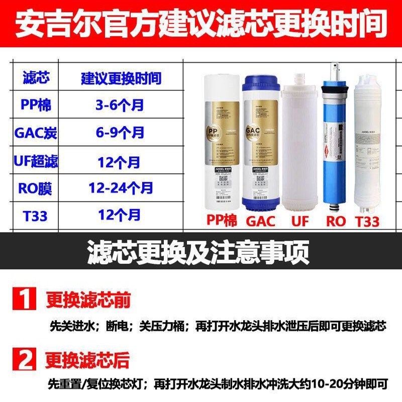 安吉尔净水器滤芯J10n51-ROB15全套原装A4A6PP棉活性炭超滤膜