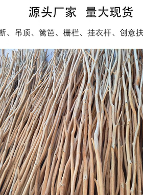 天然干树枝原木挂衣杆服装店专用