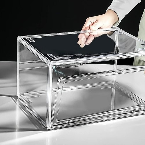 鞋盒全透明加厚亚克力侧开门磁吸