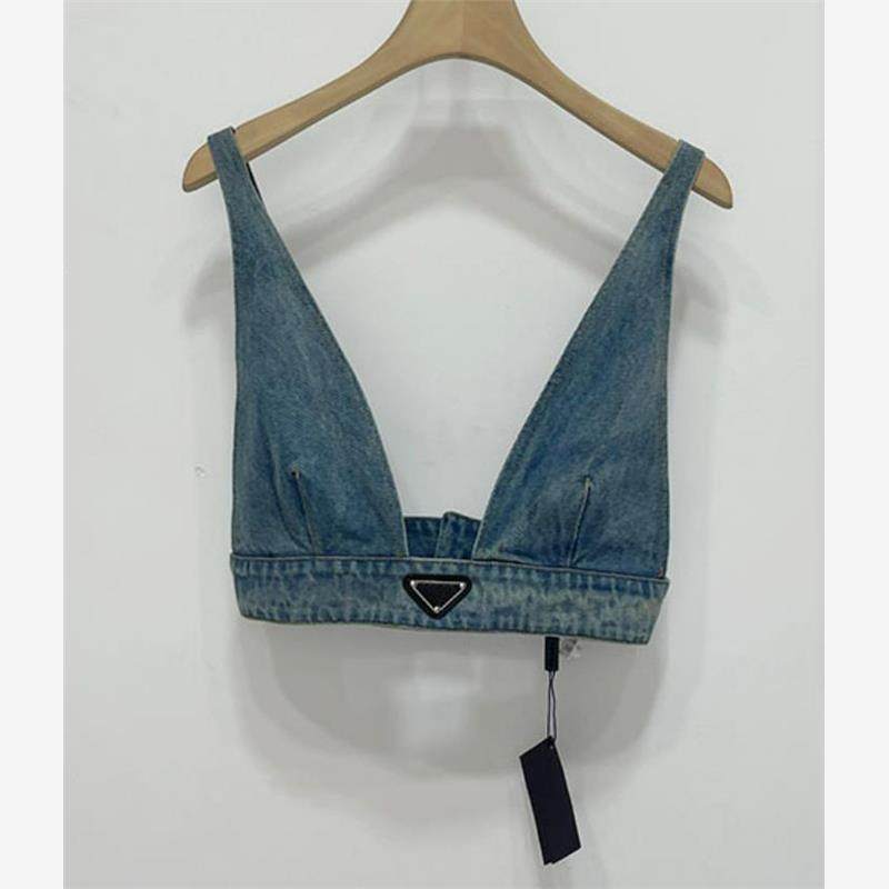 牛仔吊带小背心性感深V露背上衣女文胸吊带JEANS BRA