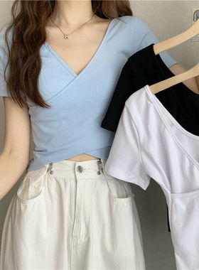 性感短款短袖T恤女2022summer women sexy fashion t shirts tops