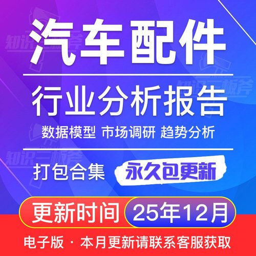 汽车汽配 电动汽车配件行业 市场调查 研究分析报告合集 G308