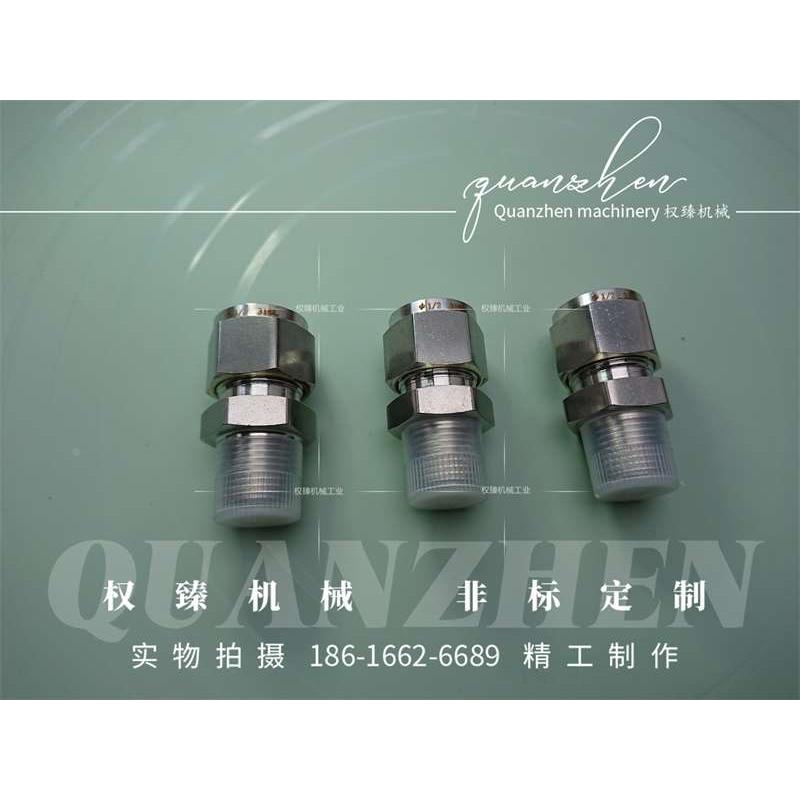 不锈钢316L美制镀银双卡套式外螺纹外丝直通管接头 3/8NPT-1/2OD