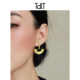 2026年高端耳环简单大方耳饰老钱黑金色扇形高级感银针耳钉轻奢