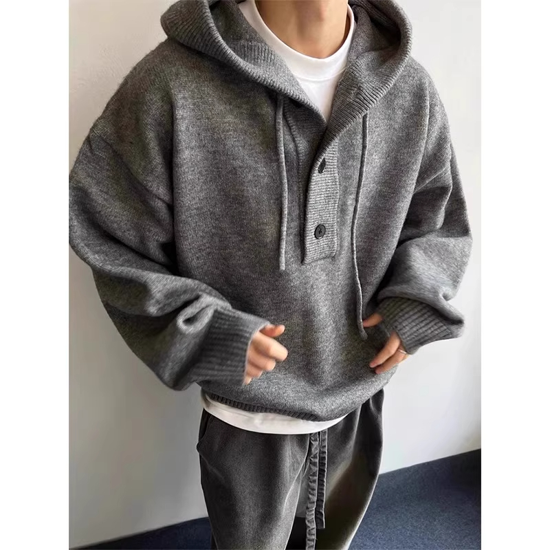 特大码300斤美式复古连帽毛衣男