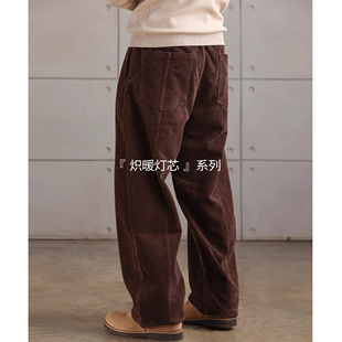 大码300斤复古美式加绒灯芯绒裤子直筒休闲裤秋冬宽松条绒阔腿裤