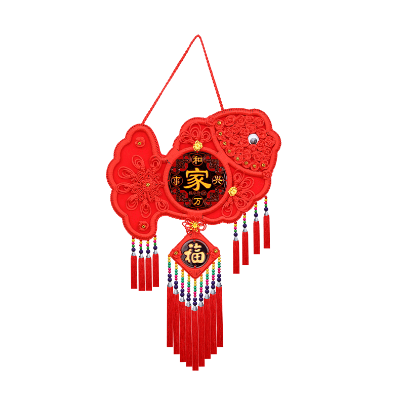 中国结鱼挂件桃木客厅大号背景墙