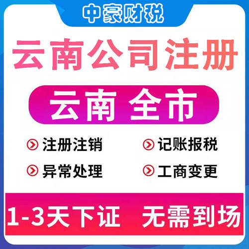 昆明注册公司营业执照办理电商个体企业工商变更商标LOGO设计云南