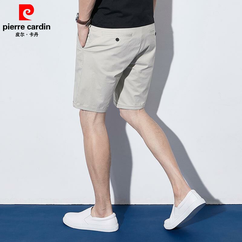 皮尔卡丹男士短裤夏季潮流休闲纯棉修身五分裤纯色5分中裤休闲裤