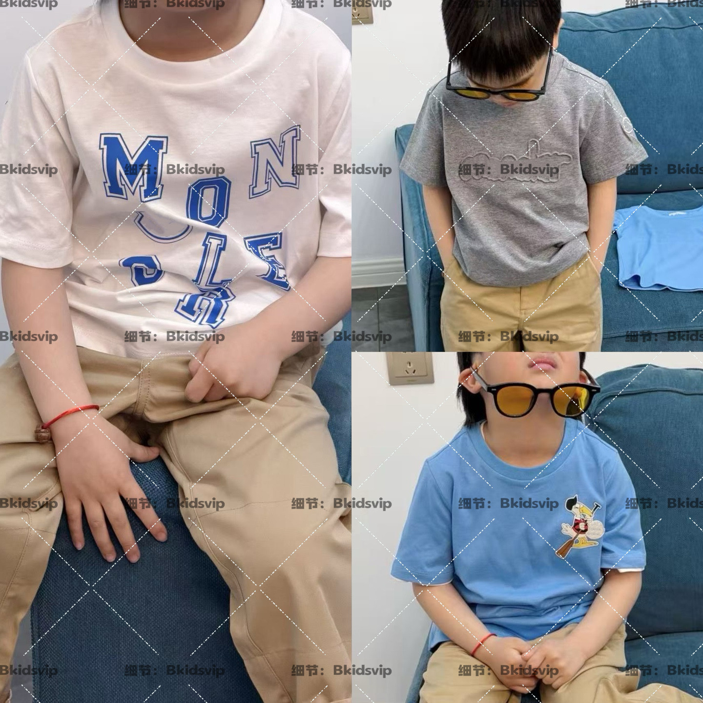 夏季新款潮童装字母鸭子积木徽章儿童短袖T恤男女童休闲亲子装