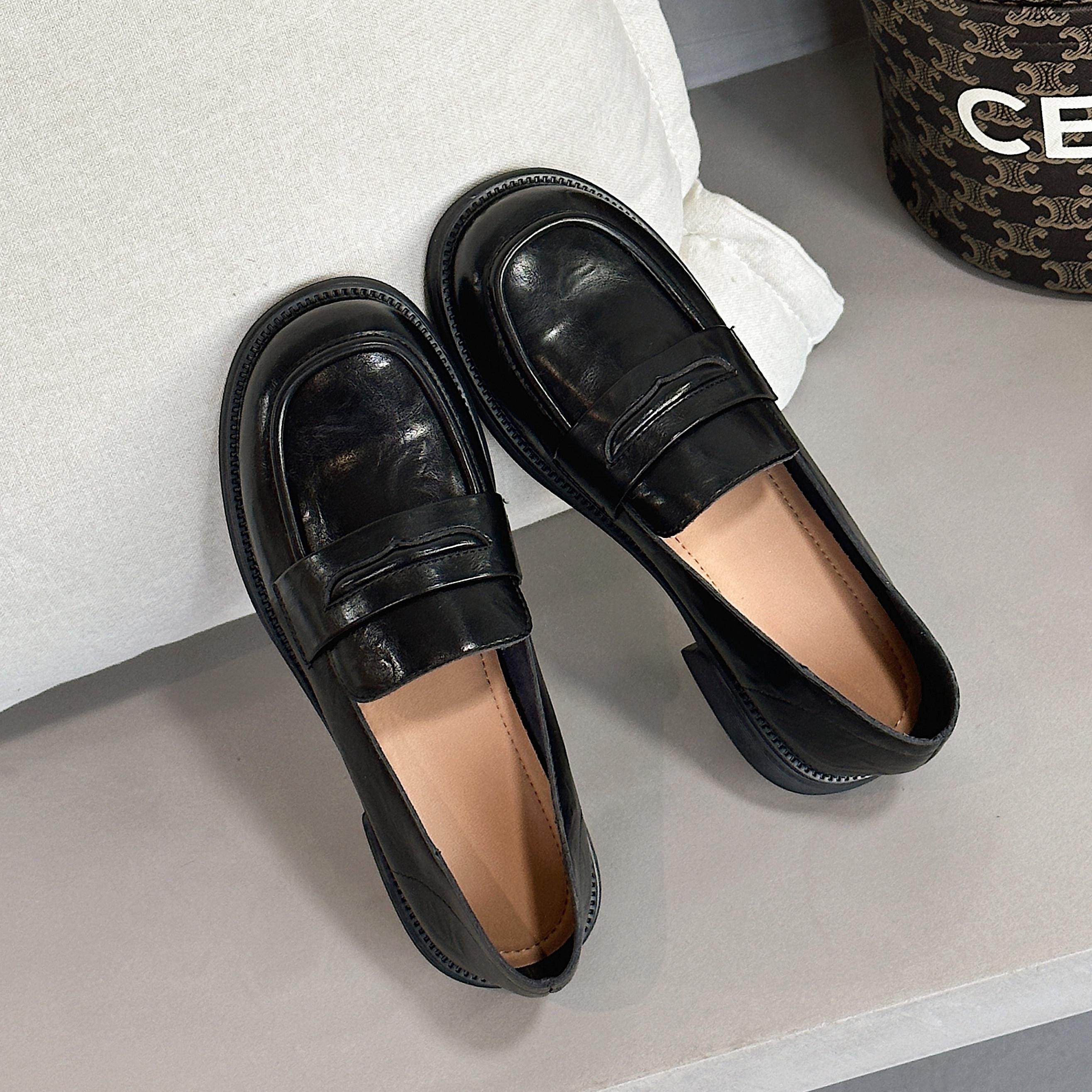 悦薇旗舰高品质女鞋英伦风真皮通勤单鞋软皮百搭浅口乐福鞋小皮鞋,女鞋,乐福鞋（豆豆鞋）,淘宝优惠券,粉丝福利购,淘宝优惠卷