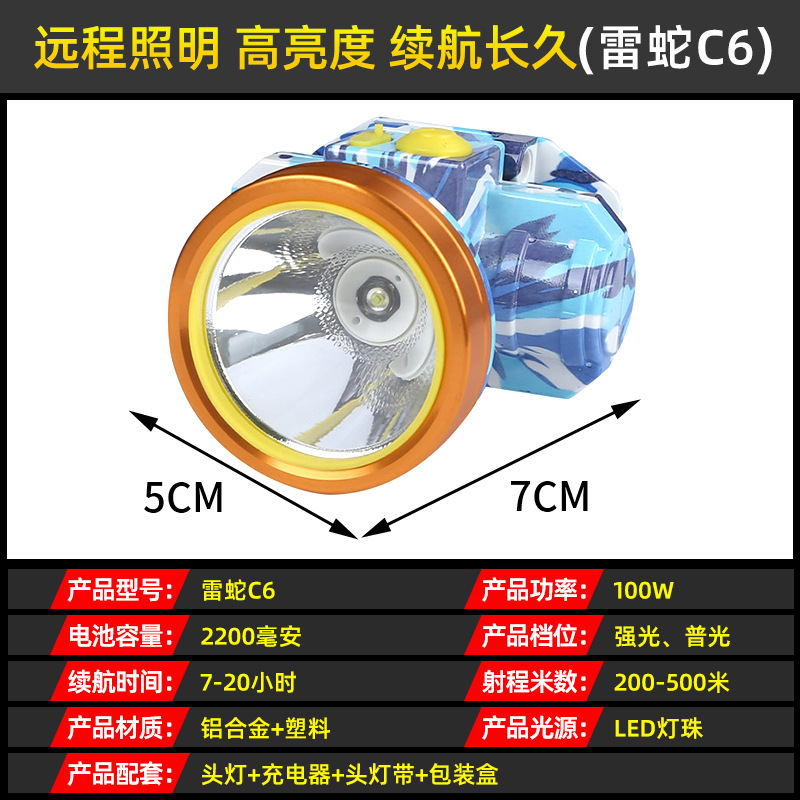 led头灯户外防水钓鱼灯夜钓灯强光超亮长续航头戴式充电锂电头灯