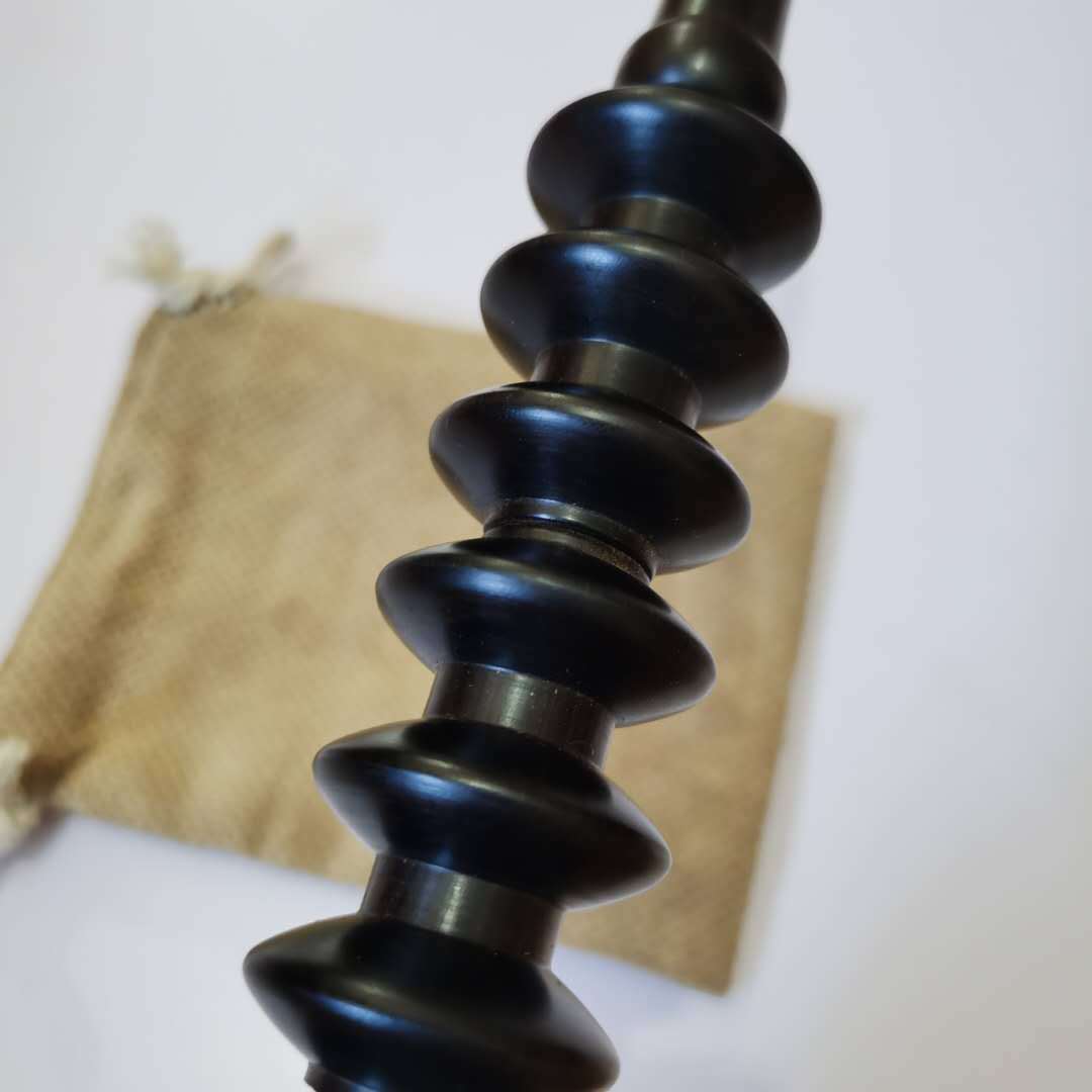 紫光檀按摩轮瑜伽棒按摩棒腿部后背滚轮按摩调理黑檀木滚背轮