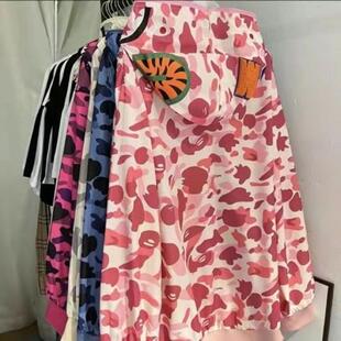 夏季新款情侣迷彩鲨鱼嘴防晒衣服印花外套连帽宽松薄款设计感上衣