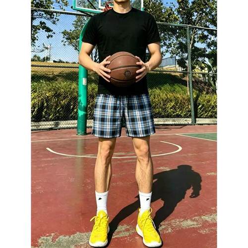 美式速干篮球格子短裤男夏季薄款健身运动五分裤宽松休闲沙滩裤子