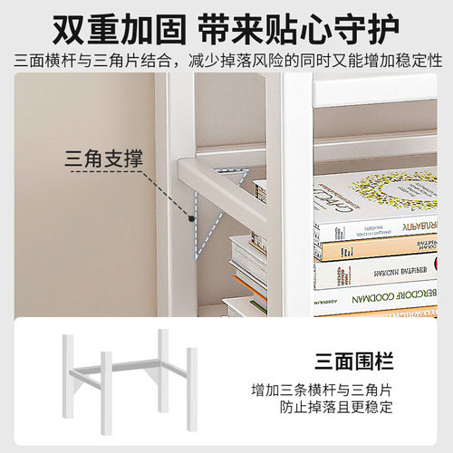。书架置物架落地多层收纳架铁艺窄缝家用架子书桌旁简易移动小书