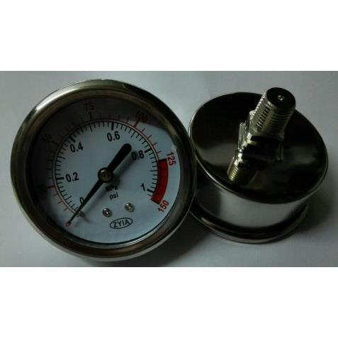 zyia 轴向带支架不锈钢无油压力表 yt-60z  0-1mpa 150psi zg1/4