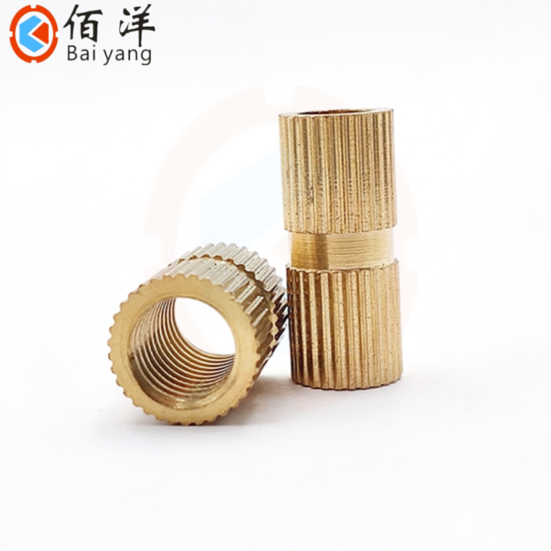 。注塑通孔铜螺母预埋锁紧铜花母滚花螺帽铜镶嵌件M1.4M2M3M4M5M6