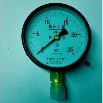 氧气压力表禁油 0-25mpa 上海仪川仪表 yo-100 螺纹m20x1.5 100mm