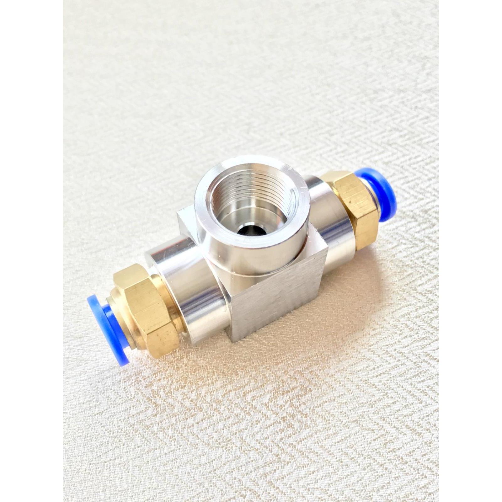 不锈钢三通加铜快插接头 内螺纹m20x1.5 接口接外径6-12mm pu气管