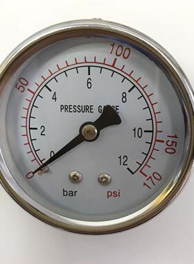 12bar 170psi 轴向压力表 Y-60Z 双刻度压力指示 Φ60mm 牙PT1/4