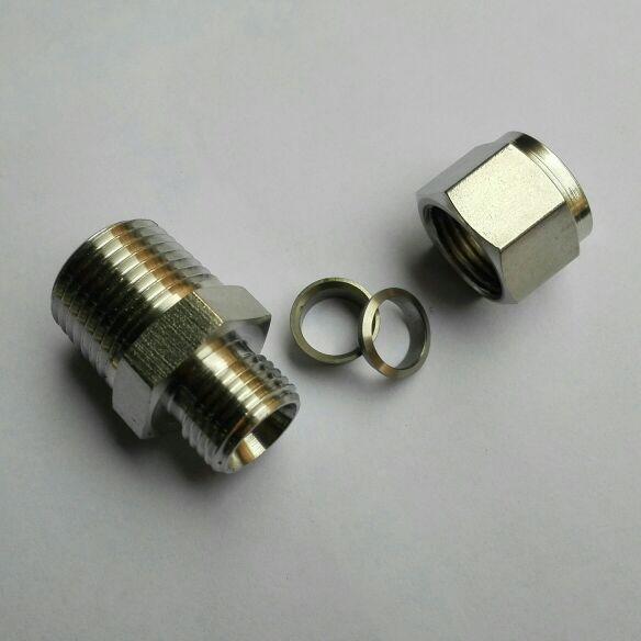 不锈钢卡套接头 外牙1/2-6mm 1/2-8mm1/2-10mm 不锈钢304卡套直接