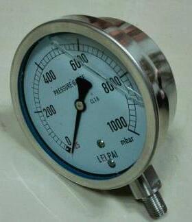 订货 pressure gauge -25mbar~+1000mbar不锈钢耐震压力表