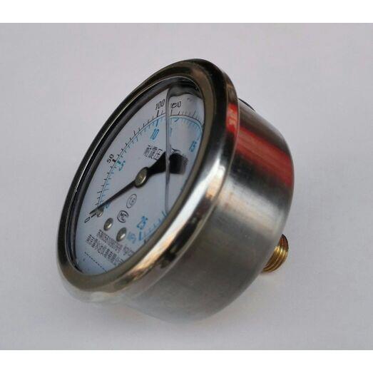 61mm油压耐震压力表 压力25mpa 250kg/cm² 背面铜螺纹ZG1/4 轴向